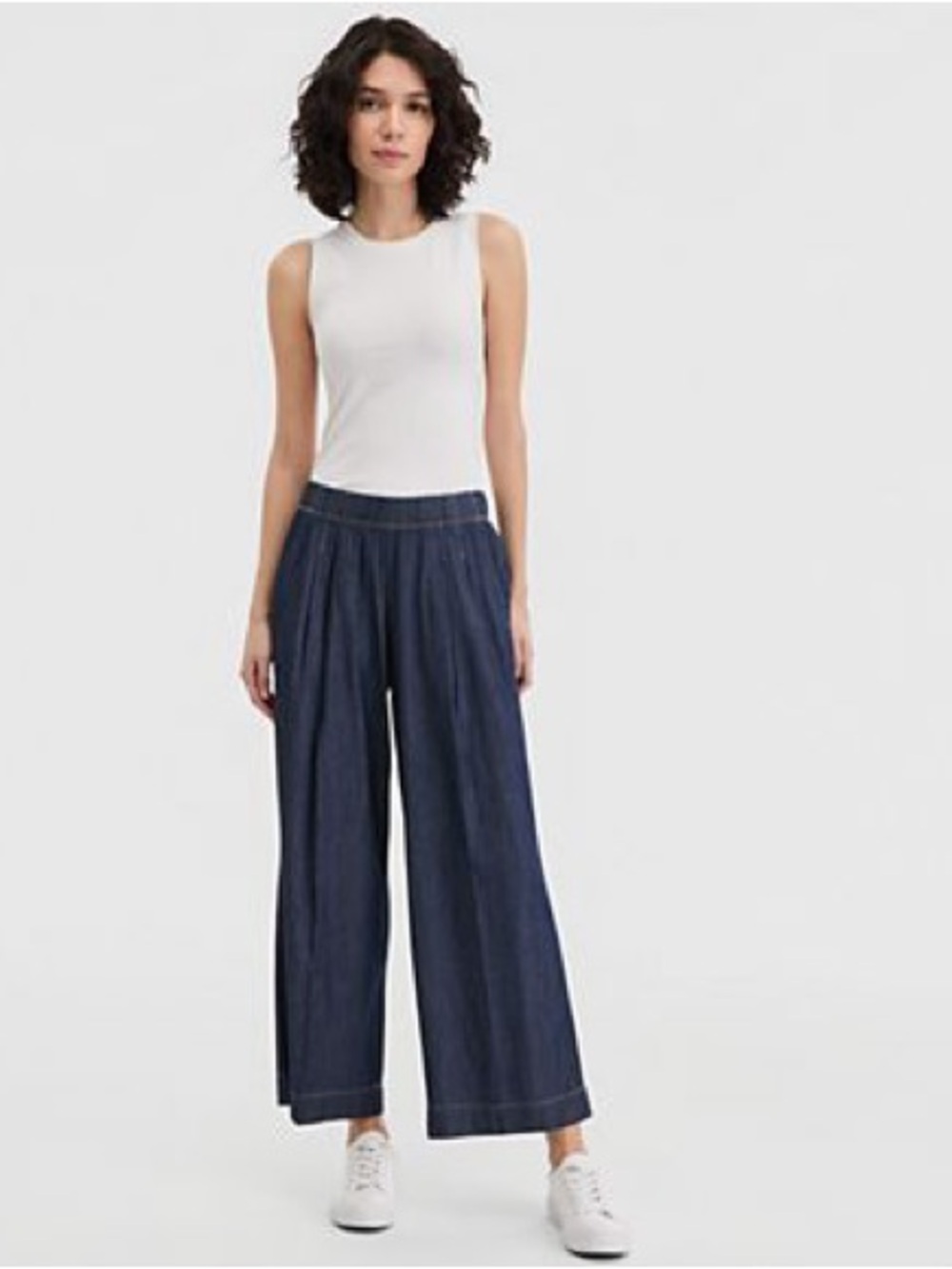 Nautica Pleated Wide-Leg Pull On Trousers 
Blue Dark Wash S NWT